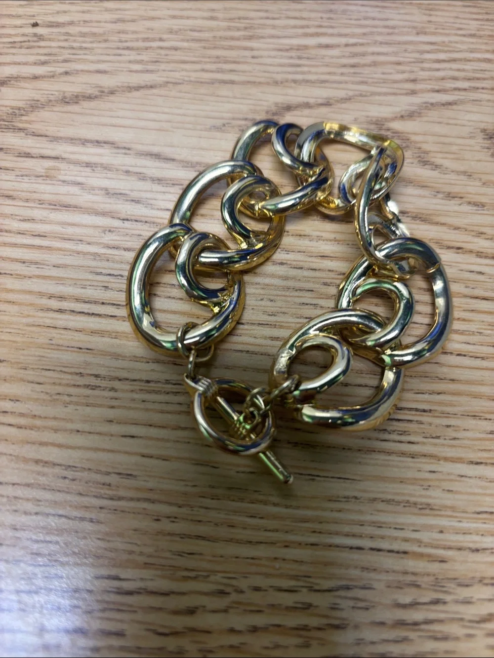 Polished Gold Link Toggle Bracelet - Women Jewelry